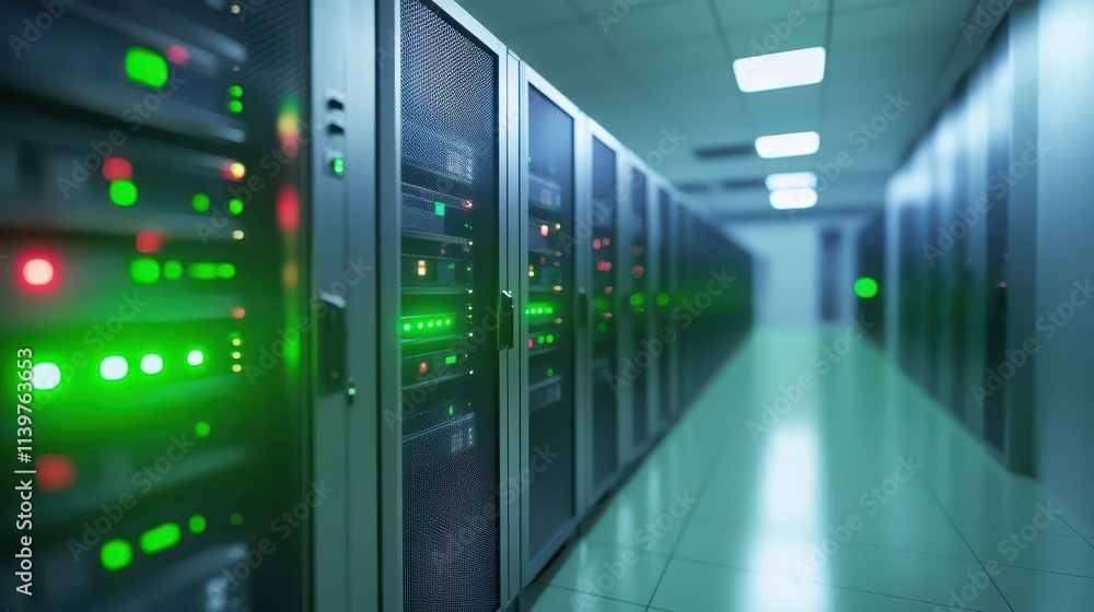 Fototapeta premium Powerful servers in data center, the backbone of modern technology and global connectivity