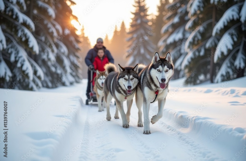 Husky dogs sledge in winter background Husky dogs sledge in winter background