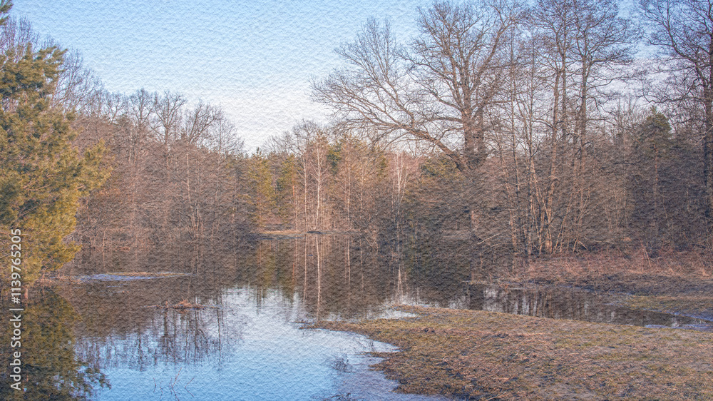 Forest with a lake in the middle Forest with a lake in the middle