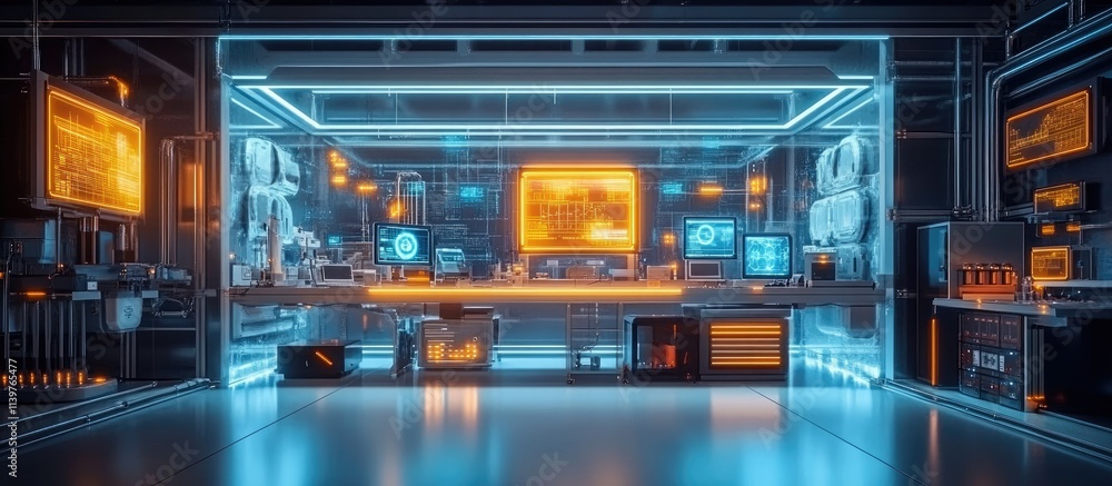 Futuristic Tech Lab: Neon-Lit Innovation Hub Futuristic Tech Lab: Neon-Lit Innovation Hub