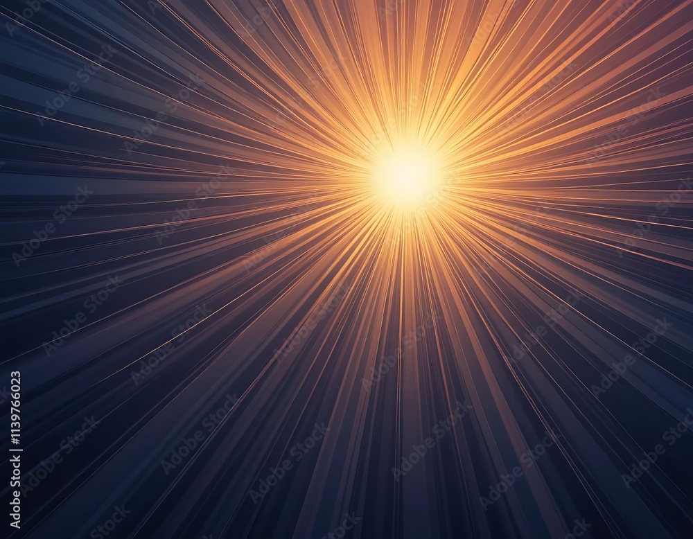 Fototapeta premium Abstract linear sun rays spreading across a gradient backdrop