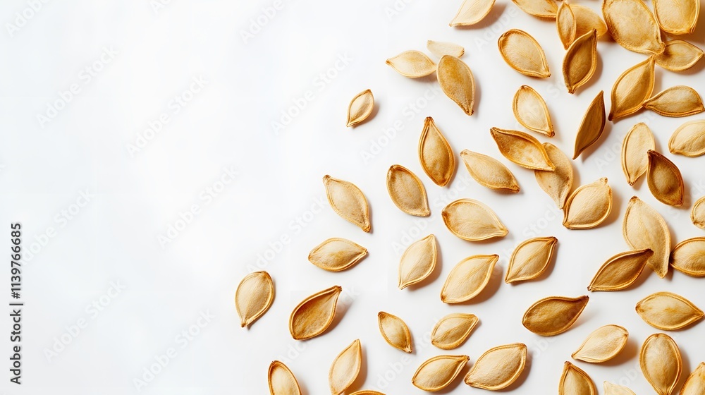 Scattered pumpkin seeds on white background. (1) Scattered pumpkin seeds on white background. (1)