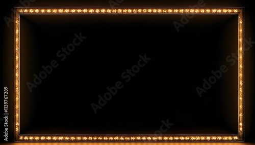 Wallpaper Mural Smooth elegant Black silk background. With Wood Frame Golden rectangle photo frame on black background. Gold button. Blank space for picture, painting, 4 Torontodigital.ca