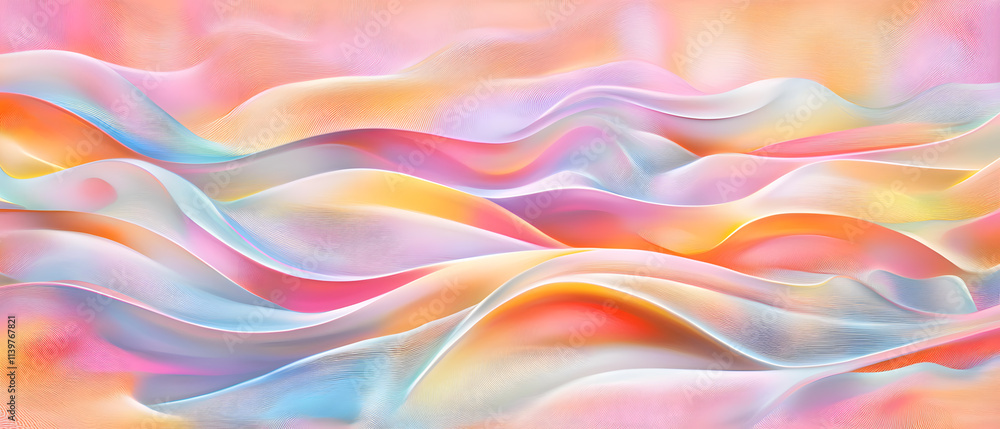 Fototapeta premium Colorful abstract waves creative studio digital art soft pastel environment artistic perspective flowing serenity