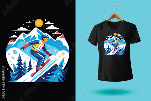 Set of Winter sport athlete silhouettes. Ski jumping, downhill, slalom, skiing emblems. Print design for t-shirt. Sport club emblems.