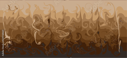 Flowing stripes. Vector mixed curved mocha mousse background. The new color of the year