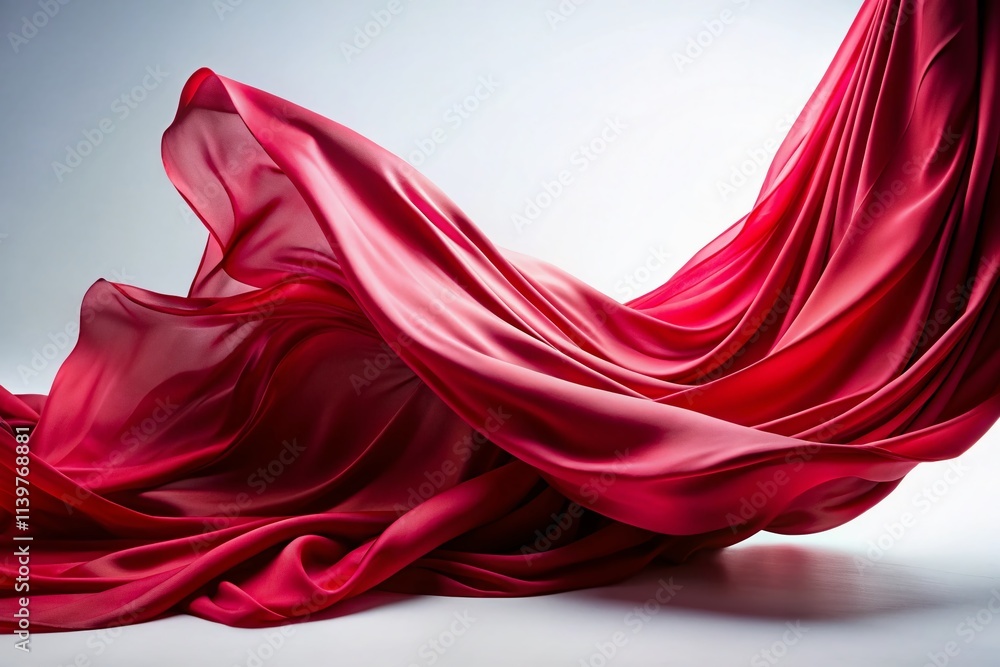 Ruby-hued fabric cascades gracefully against a white backdrop, showcasing elegant fashion photography, luxurious textiles, bold colors, artistic design, and modern aesthetics in a captivating studio s Ruby-hued fabric cascades gracefully against a white backdrop, showcasing elegant fashion photography, luxurious textiles, bold colors, artistic design, and modern aesthetics in a captivating studio s