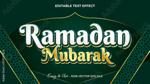 Ramadan Mubarak text effect, luxury festival graphic style light editable text