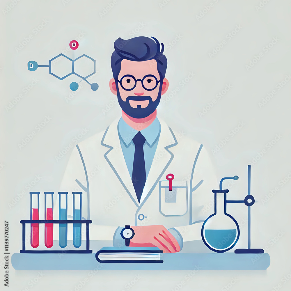 a chemistry teacher in flat style a chemistry teacher in flat style