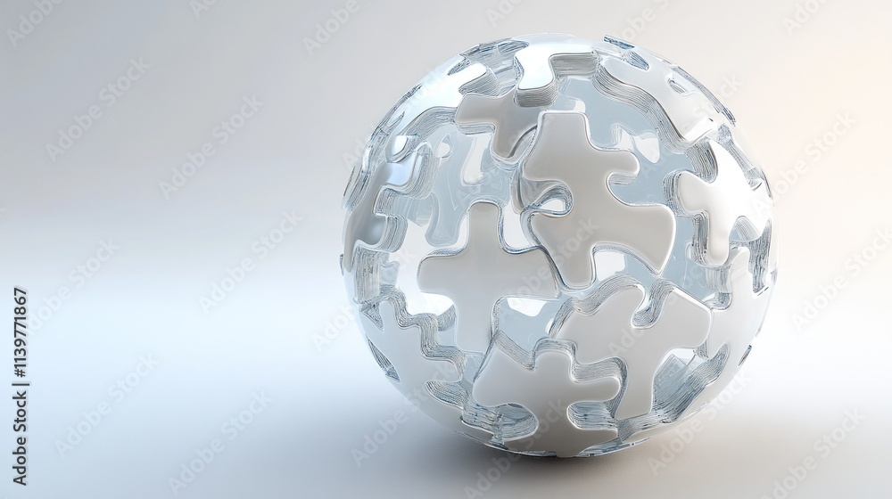 Abstract glass sphere with puzzle pieces. Abstract glass sphere with puzzle pieces.