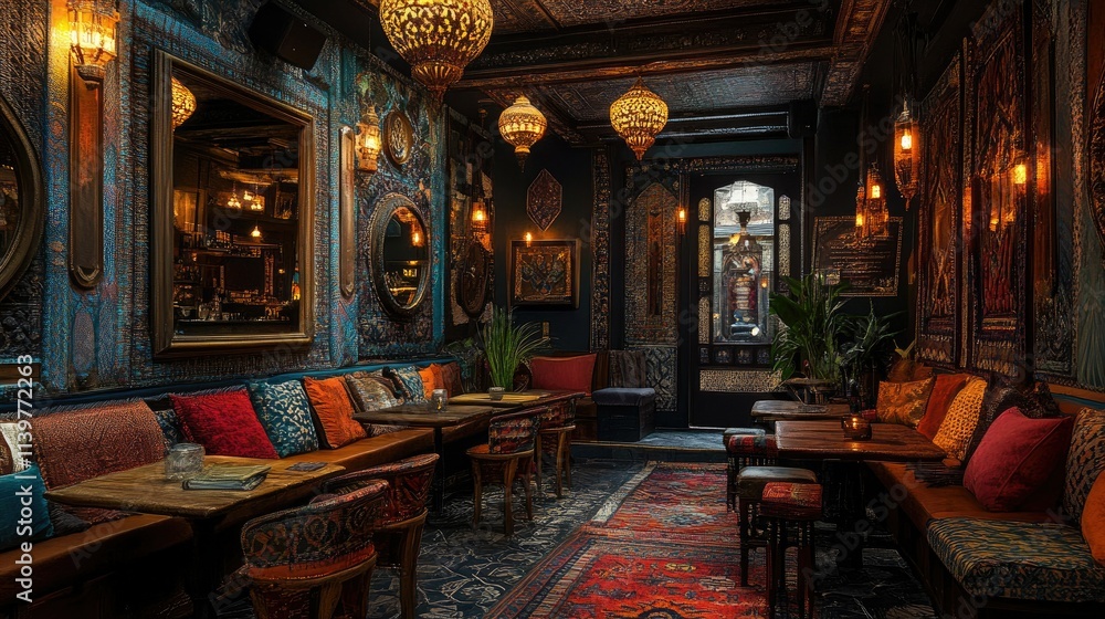 Obraz premium Mystical Moroccan Lounge: An Enchanting Interior Design