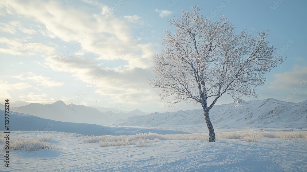 Single tree in winter landscape 16k resolution. Single tree in winter landscape 16k resolution.