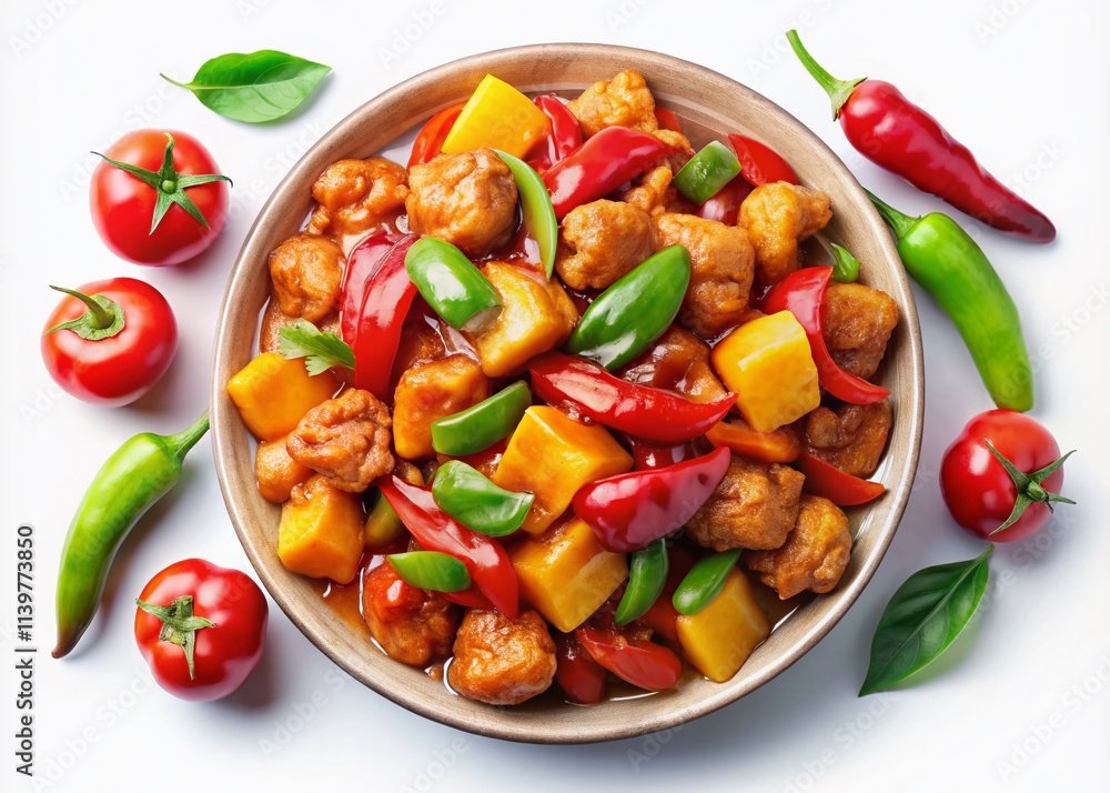 Savor the flavors of genuine Sweet Sour Chicken, a Cantonese-style dish featuring juicy chicken, fresh veggies, and a delectable tangy sauce for an unforgettable meal.