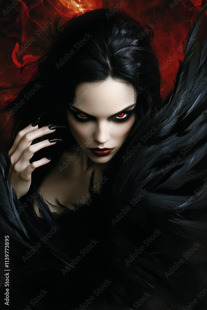 dramatic close-up portrait of a beautiful but dangerous dark sorceress, the main character of a fantasy book, possibly a book cover character. dramatic close-up portrait of a beautiful but dangerous dark sorceress, the main character of a fantasy book, possibly a book cover character.