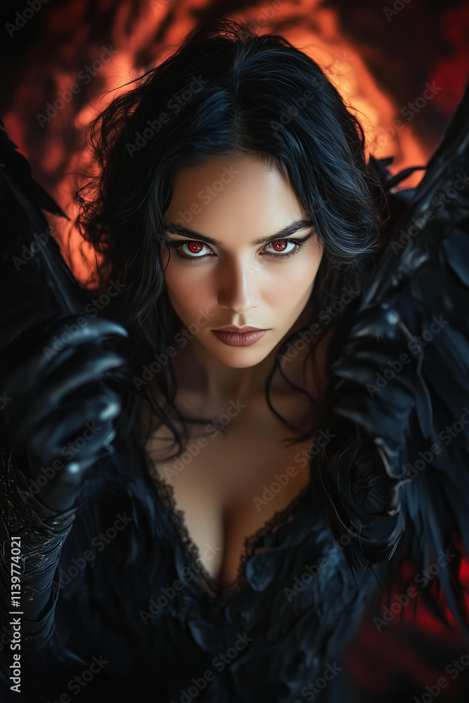 dramatic close-up portrait of a beautiful but dangerous dark sorceress, the main character of a fantasy book, possibly a book cover character. dramatic close-up portrait of a beautiful but dangerous dark sorceress, the main character of a fantasy book, possibly a book cover character.
