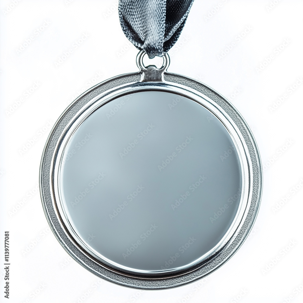 Medals, silver medals on a plain background, generative AI illustration Medals, silver medals on a plain background, generative AI illustration