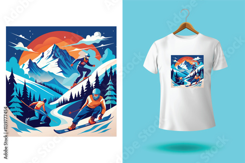 Set of Winter sport athlete silhouettes. Ski jumping, downhill, slalom, skiing emblems. Print design for t-shirt. Sport club emblems.