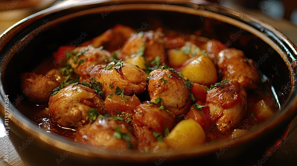 Savory Chicken Stew with Potatoes and Vegetables in a Pot Savory Chicken Stew with Potatoes and Vegetables in a Pot