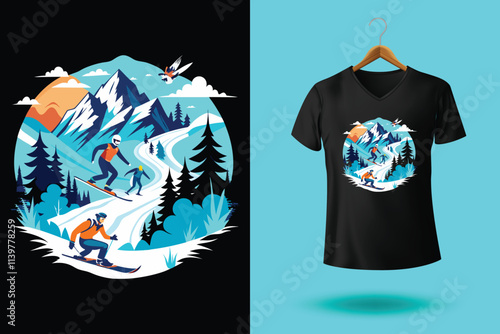 Set of Winter sport athlete silhouettes. Ski jumping, downhill, slalom, skiing emblems. Print design for t-shirt. Sport club emblems.