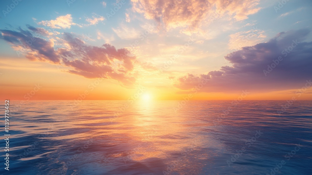 Majestic Sunset Over the Tranquil Ocean Horizon