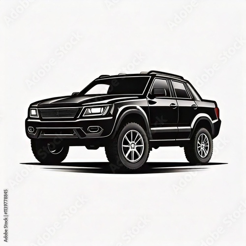 off road black car logo illustration in a simple and clean flat art style on isolated white photo