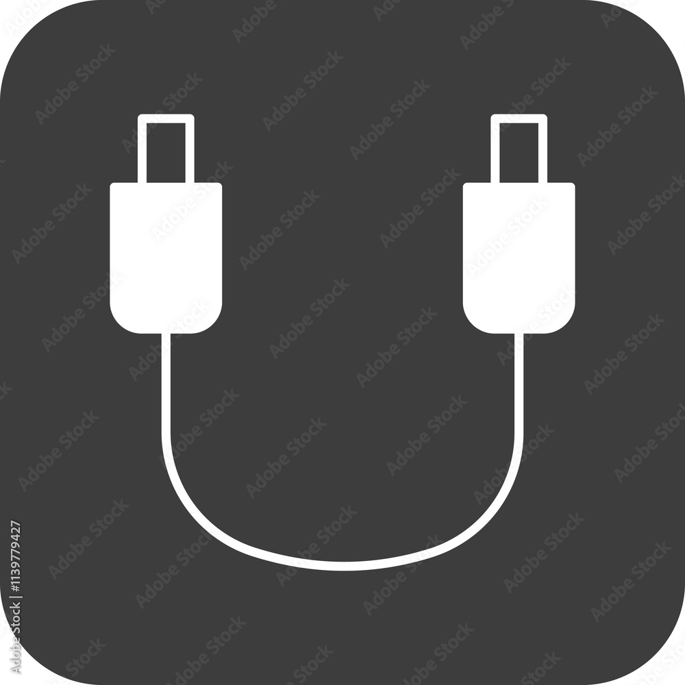 Fototapeta premium usb cable icon in black square