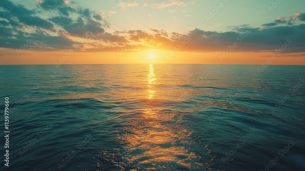 Breathtaking Sunset Over the Tranquil Ocean Waves Breathtaking Sunset Over the Tranquil Ocean Waves