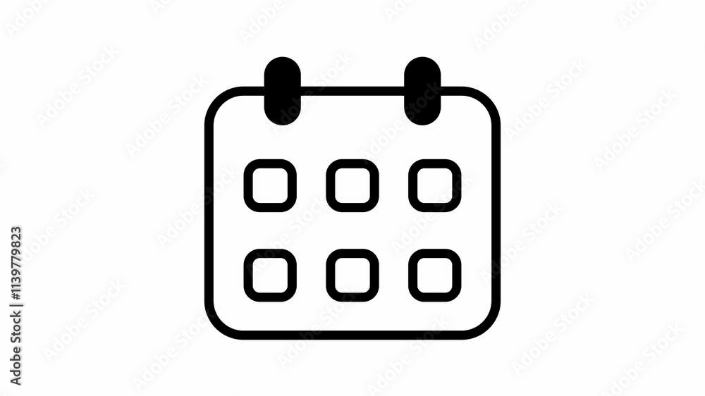 black calendar 2d animation concept of calendar date change, illustrating time management, outline style black calendar 2d animation concept of calendar date change, illustrating time management, outline style