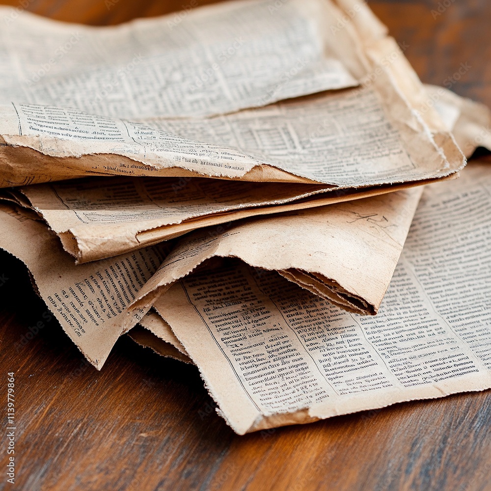 Obraz premium Antique newspaper print with sepia tones, nostalgic and classic