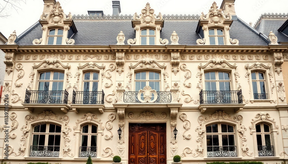 Fototapeta premium Rococo Facade Of The Palace Country - Rococo Style Facade Design