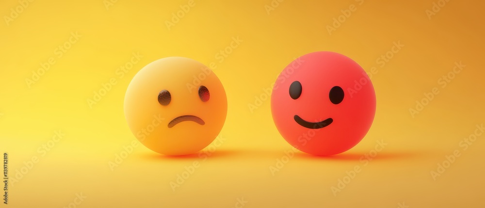 Minimalistic Speech Bubbles Highlighting Emotional Contrast on Vibrant Yellow Background Minimalistic Speech Bubbles Highlighting Emotional Contrast on Vibrant Yellow Background