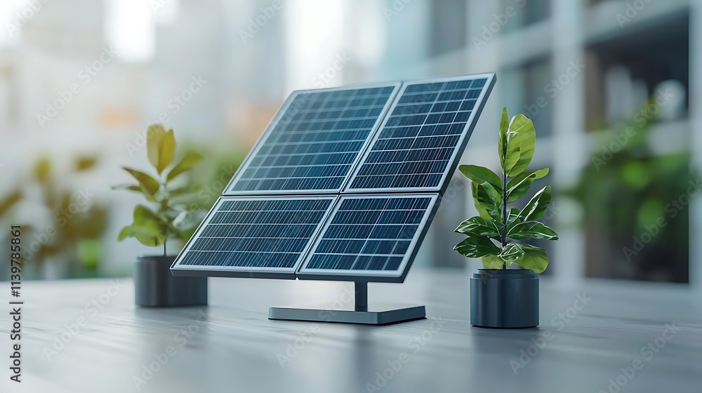 Fototapeta premium Urban environment sustainability innovative solar power solutions for modern offices
