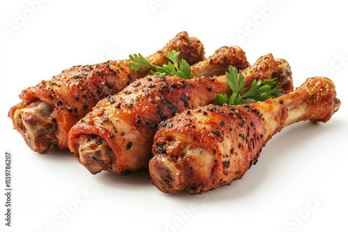 Delicious roasted chicken drumsticks. photo