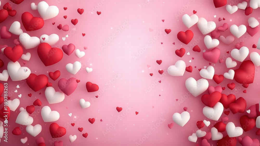 Colorful hearts creating a romantic background
