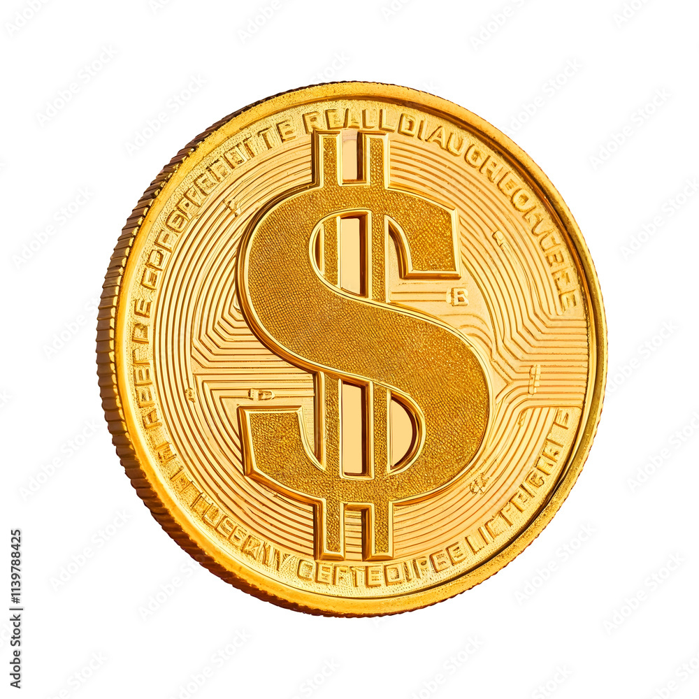 gold coin with dollar sign, Isolated on cutout, transparent png gold coin with dollar sign, Isolated on cutout, transparent png