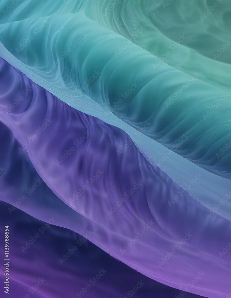 Obraz premium Gradient blue green and purple abstract wave pattern, abstract wave motion, panoramic waves
