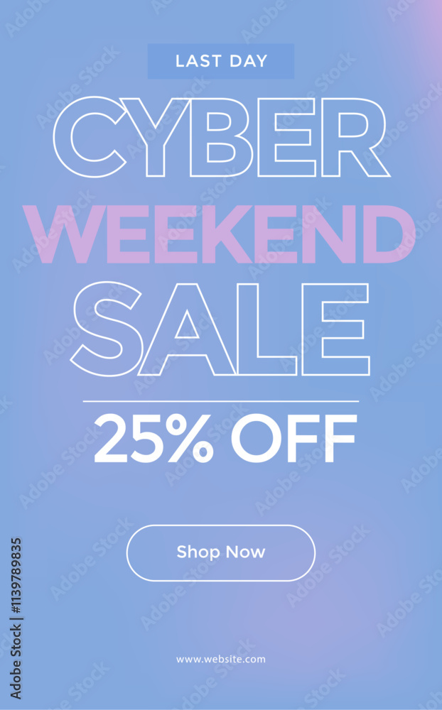Fototapeta premium Cyber weekend sale banner 25% off, Social media sale banner collection, Vector illustration for social media banners, poster