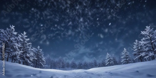 Wallpaper Mural Calming navy blue winter sky with falling white snowflakes, navy blue, airy, fall Torontodigital.ca