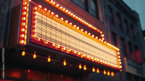 Classic movie theater with a lit marquee sign and a nostalgic atmosphere