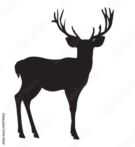 Silhouettes of deer on a white background