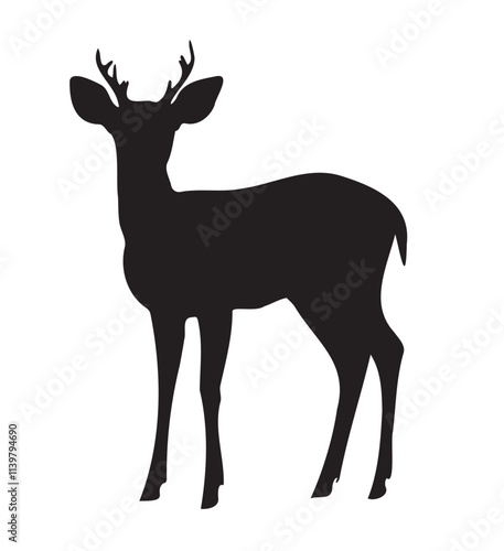 Silhouettes of deer on a white background