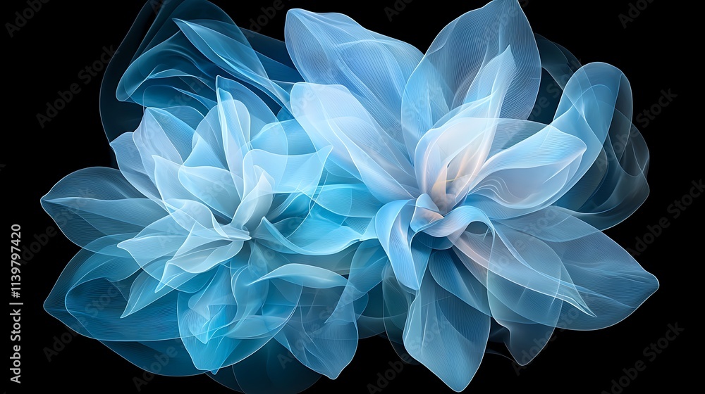 Artistic display of delicate blue floral arrangement in studio close-up viewpoint
