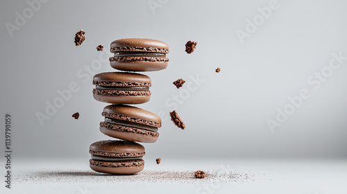 Chocolate Macarons in mid-a...