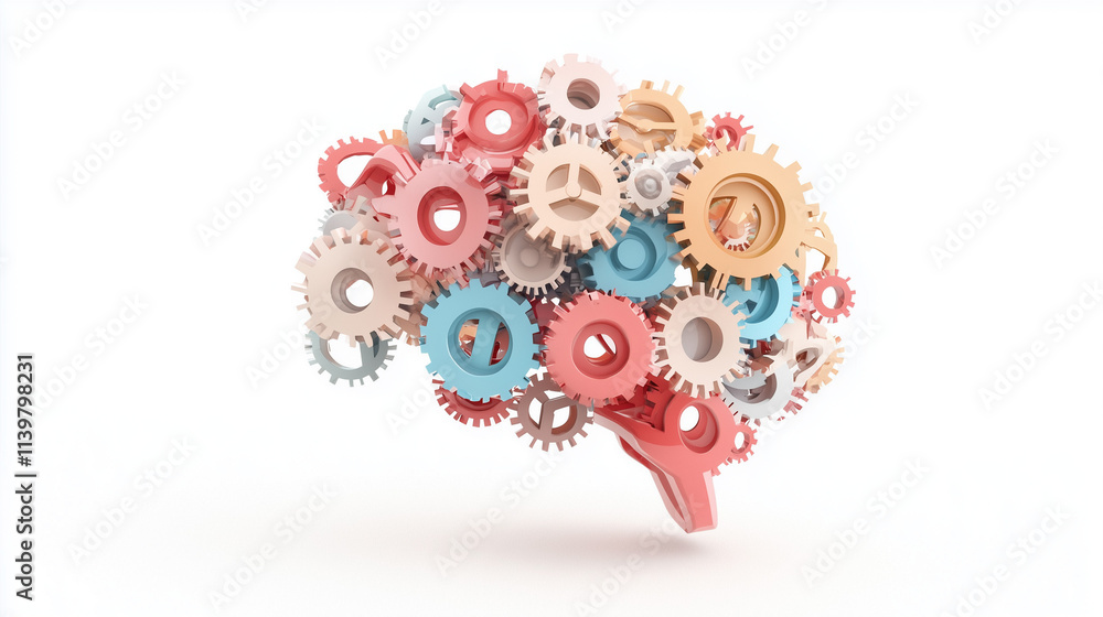 Brain Gears: A vibrant and colorful brain composed of interlocking gears, symbolizing the intricate workings of the mind and the power of thought. Brain Gears: A vibrant and colorful brain composed of interlocking gears, symbolizing the intricate workings of the mind and the power of thought.