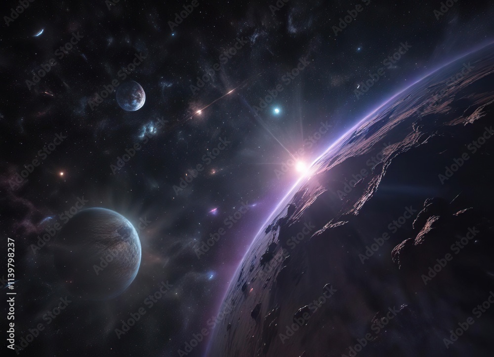 Obraz premium Deep space with numerous stars and a faint glow, space, boundless