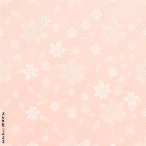 Blush Floral Dream: Delicate white flowers dance on a soft blush pink background, creating a dreamy and romantic seamless pattern perfect for feminine designs.