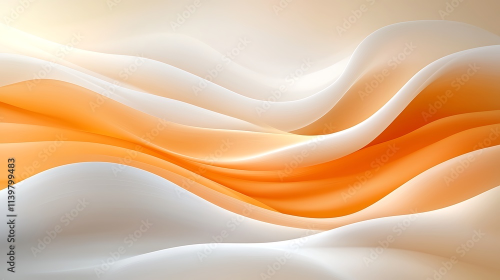Digital art with flowing soft orange and white abstract patterns in modern aesthetic Digital art with flowing soft orange and white abstract patterns in modern aesthetic