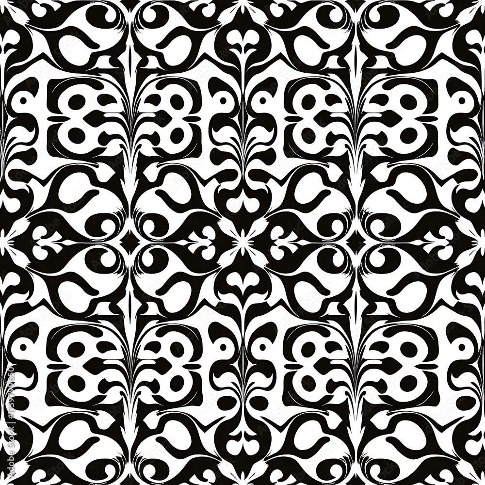Black and White Floral Pattern: This seamless pattern features a captivating black and white floral design, perfect for adding a touch of elegance and sophistication to any project.