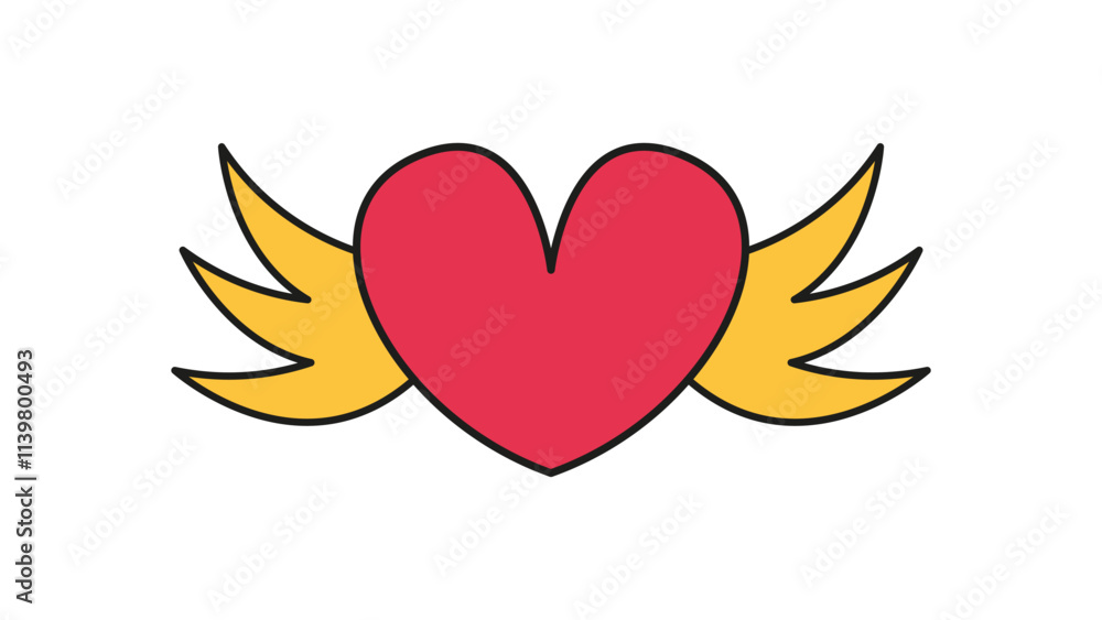 Obraz premium Heart icon with wings. Vector