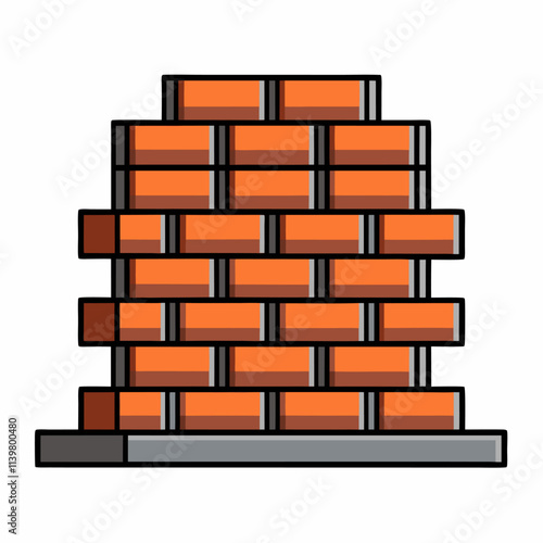 Stack of Orange Bricks Illustration   Construction Materials and Building Supplies Clipart